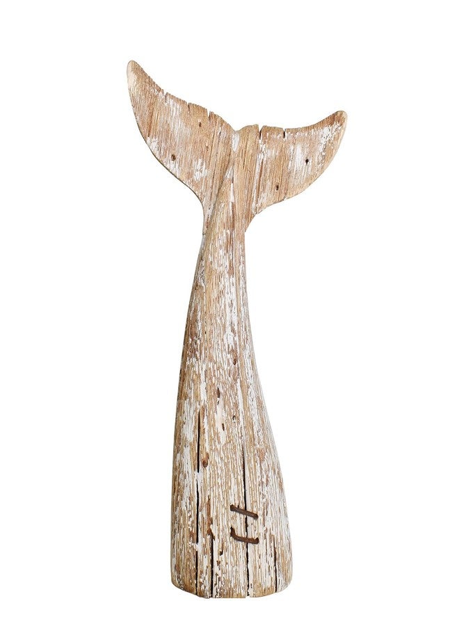 Linfevisi Wooden Whale Tail Decor Tabletop Nautical Decor Solid Wood Whales Tail Statue Sculpture Standing Coastal Decor Beach Figurines for House Sea Decor for Bathroom Ocean Theme Home Decor 8.5" H - Image 1
